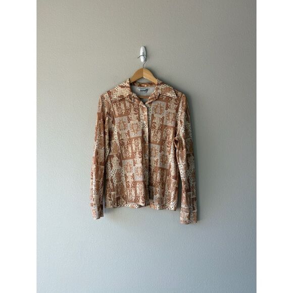 vintage 80s Devon pattern button front long sleeve - Picture 1 of 5